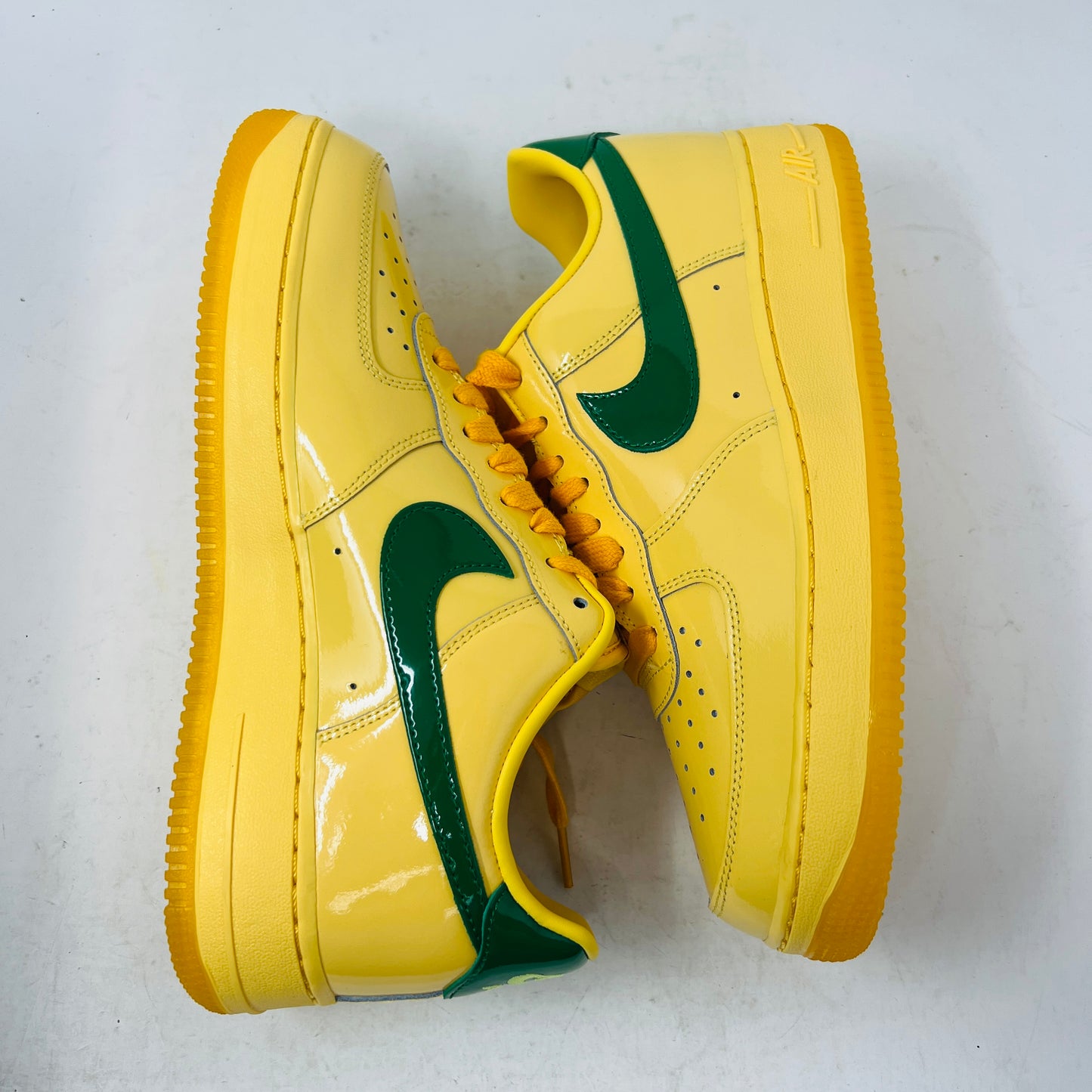 Nike Air Force 1 Low Patent Leather Topaz Gold Pine Green