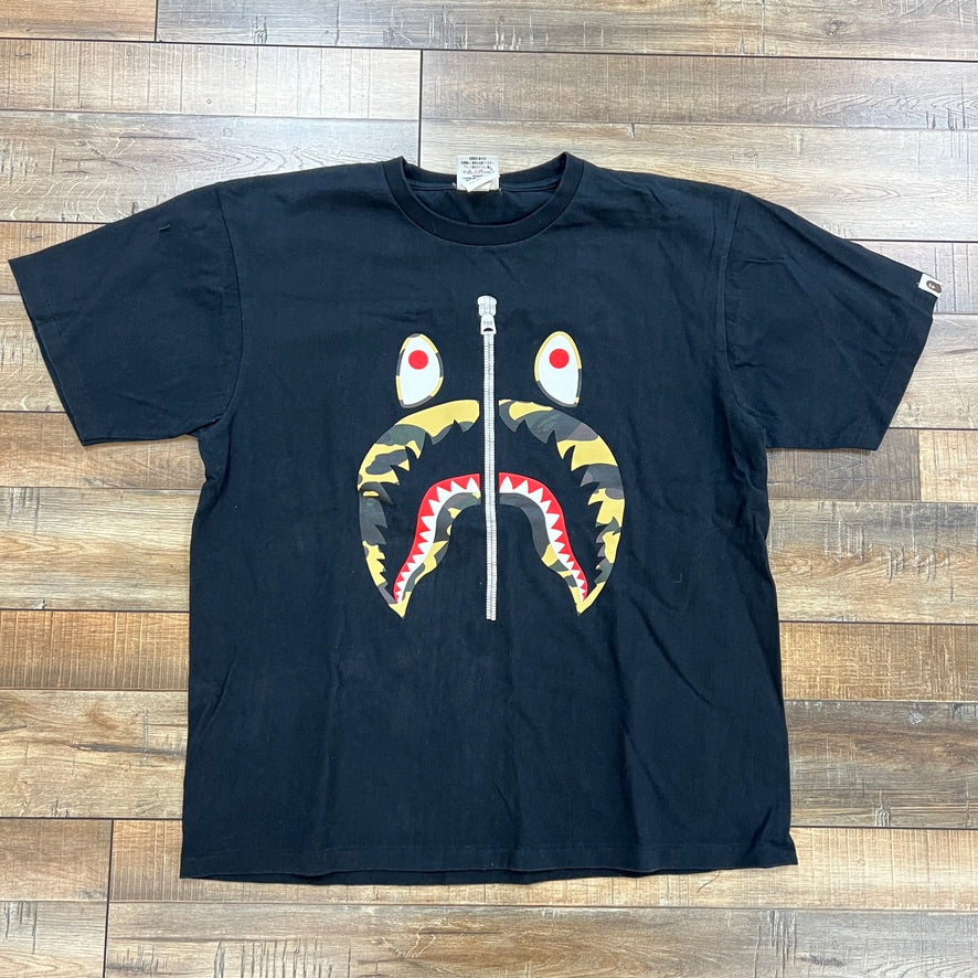 A Bathing Ape Bape Shark Green Camo Zipper T Shirt