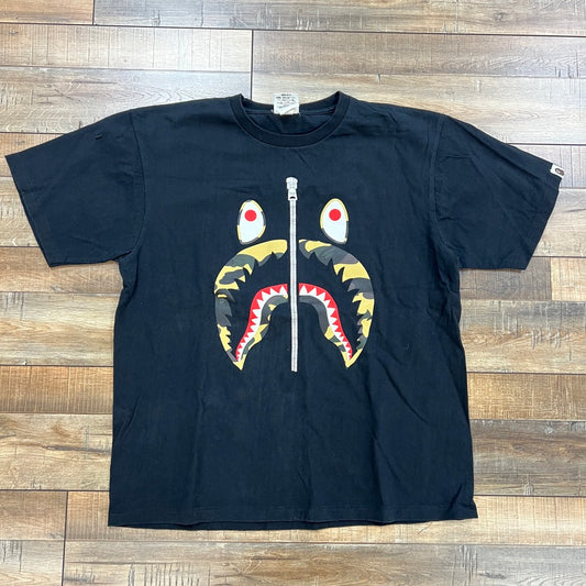 A Bathing Ape Bape Shark Green Camo Zipper T Shirt