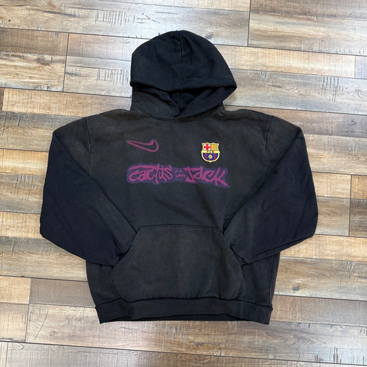 Travis Scott x Nike x FC Barcelona Spray Logo Hoodie Black