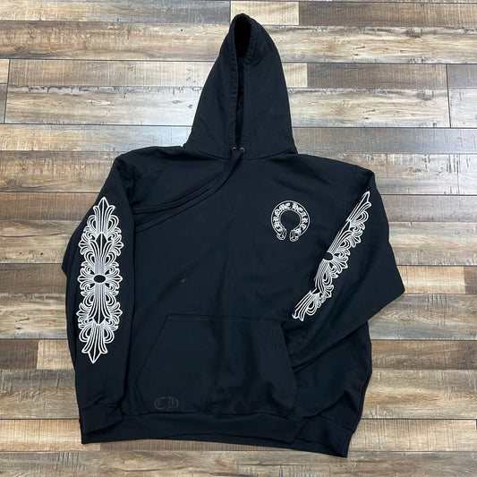 Chrome Hearts Horseshoe Floral Hoodie Black