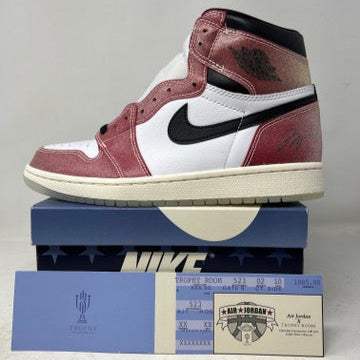 Jordan 1 Retro High Trophy Room Chicago sneakers with box and accessories, 2021 release.