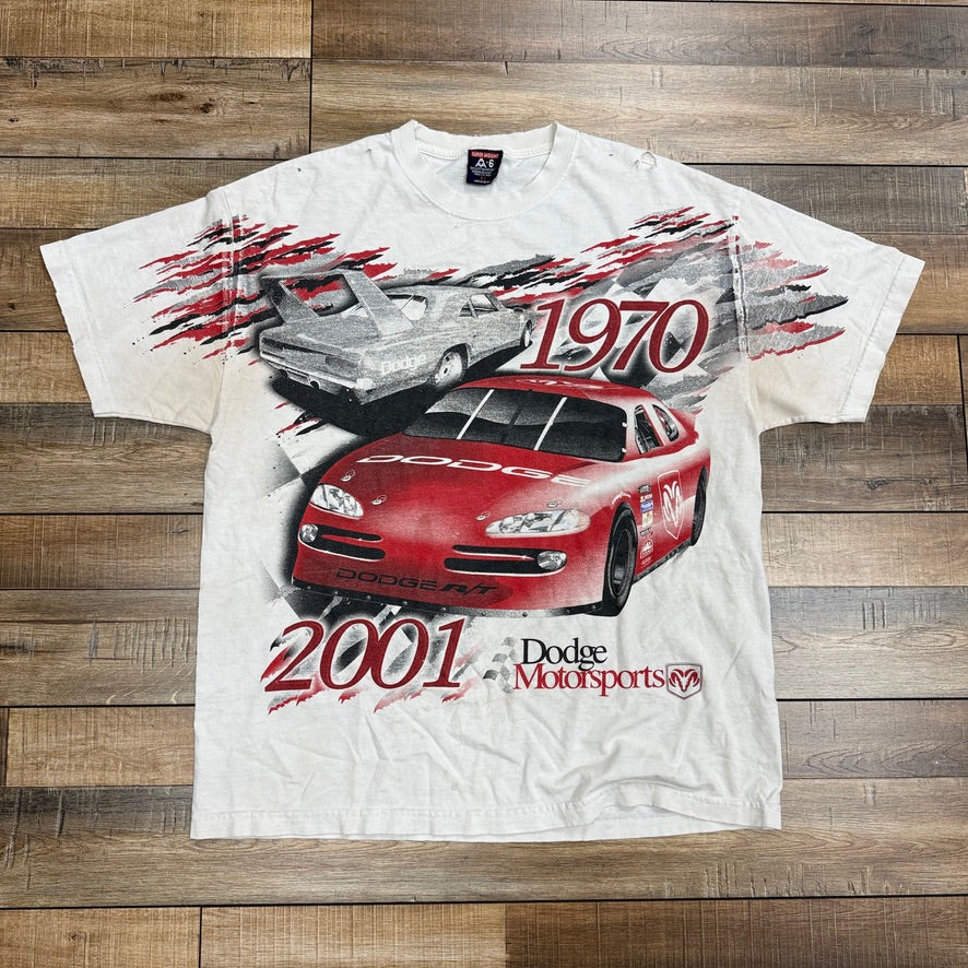 Vintage Dodge Motorsports We're Back All Over Print T-Shirt 2001