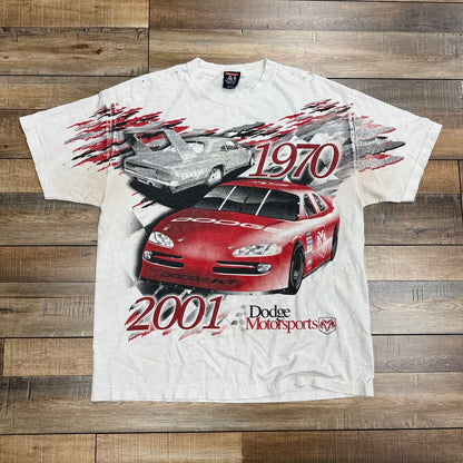Vintage Dodge Motorsports We're Back All Over Print T-Shirt 2001