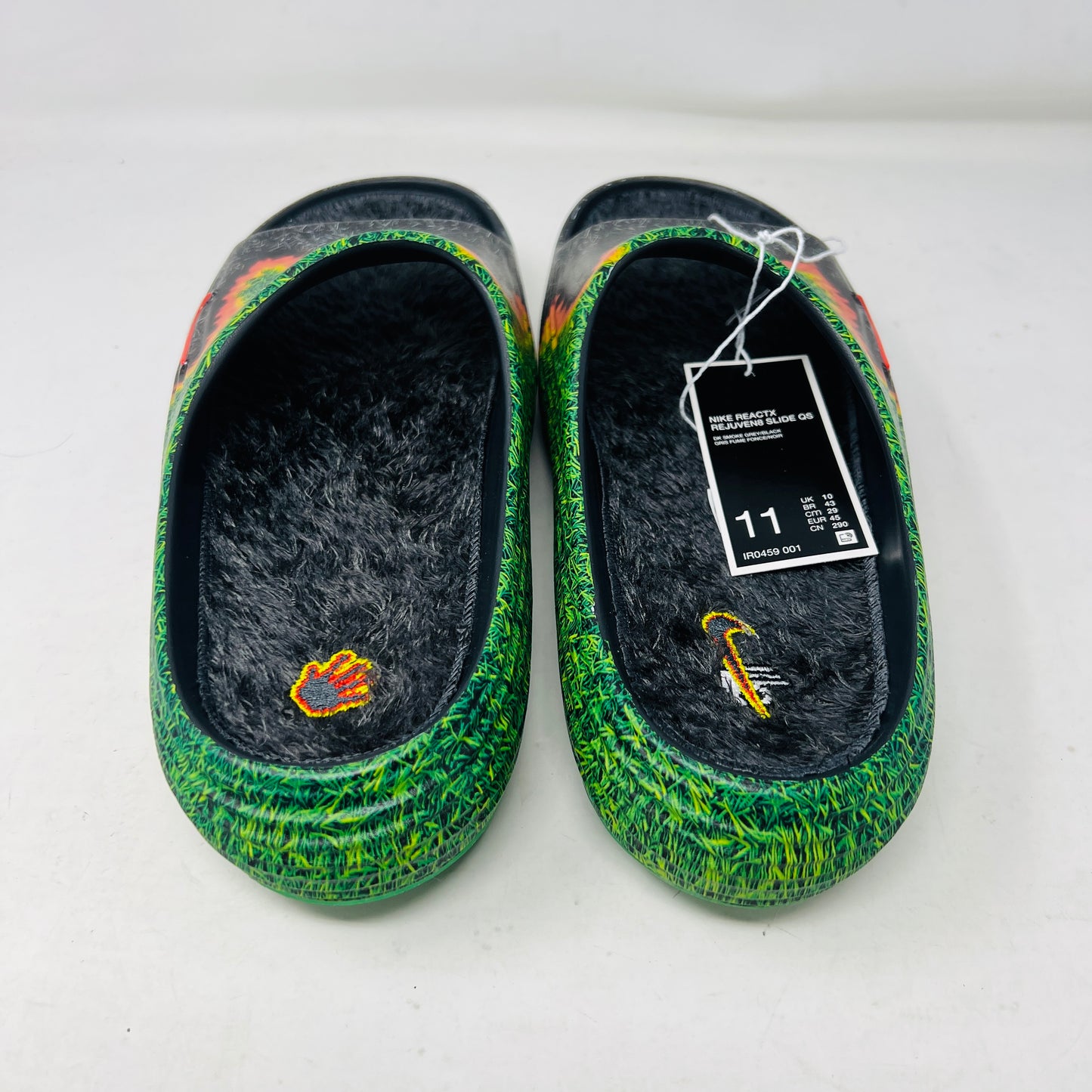 Nike ReactX Rejuven8 Slide .SWOOSH Touch Grass Dark Smoke Grey Kelly Green