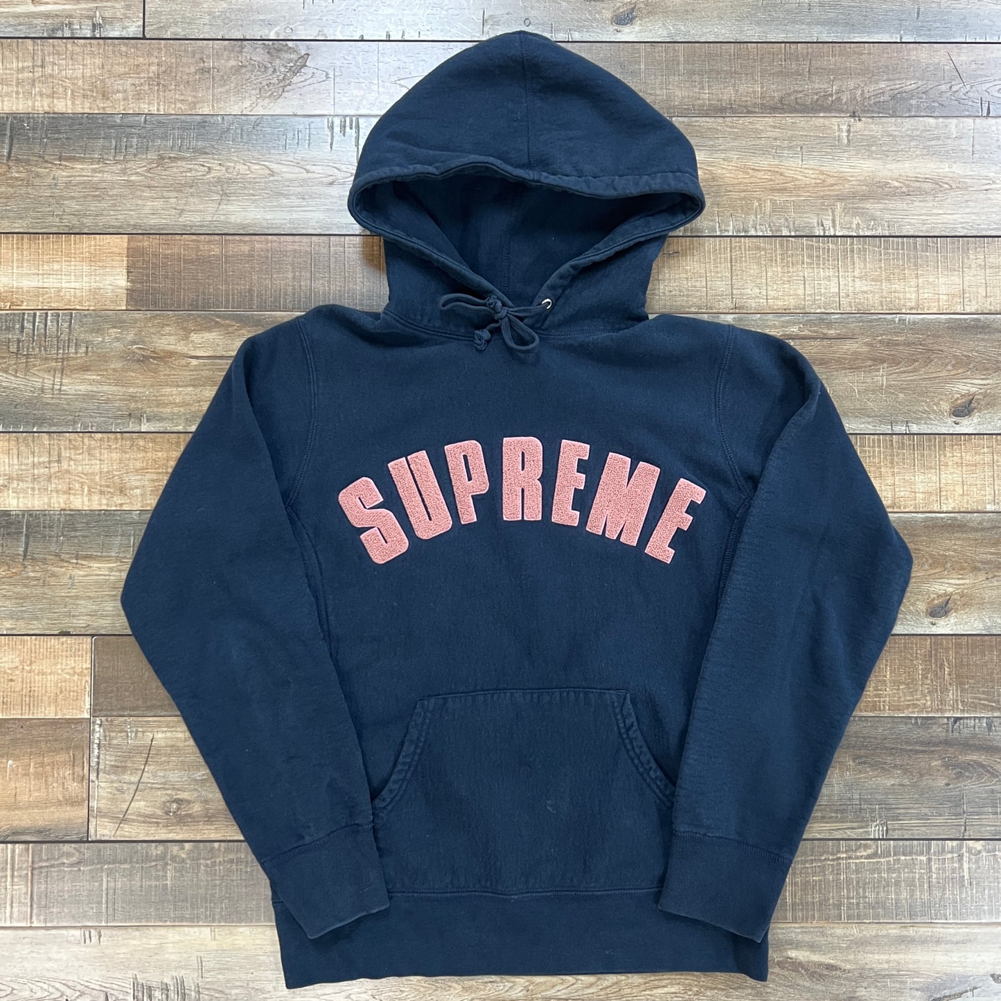 Supreme Chenille Arc Logo Hooded Sweatshirt Navy