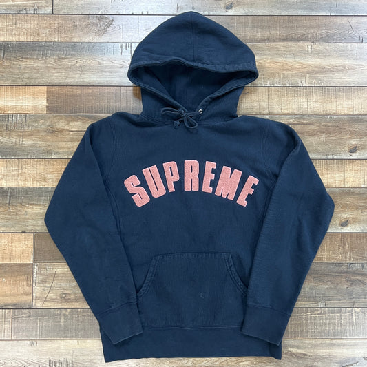 Supreme Chenille Arc Logo Hooded Sweatshirt Navy