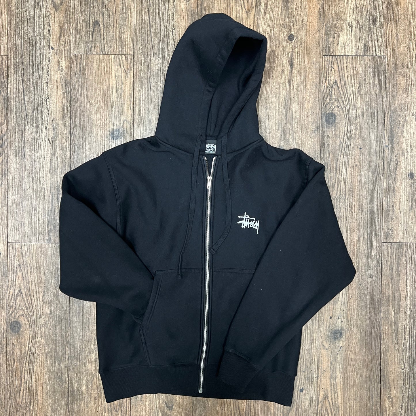 Stussy Stock Logo Zip Hoodie Black