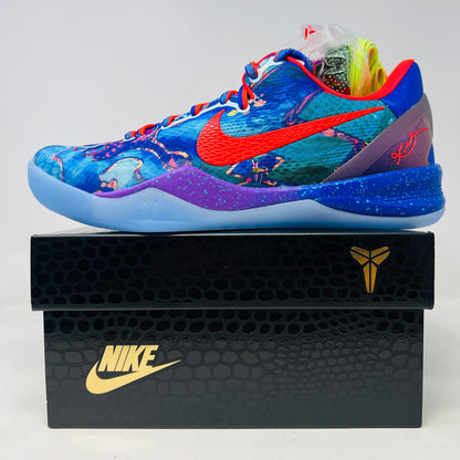 Nike Kobe 8 Protro What The 2025 sneakers in vibrant colors, brand new with extra laces, displayed on original box.