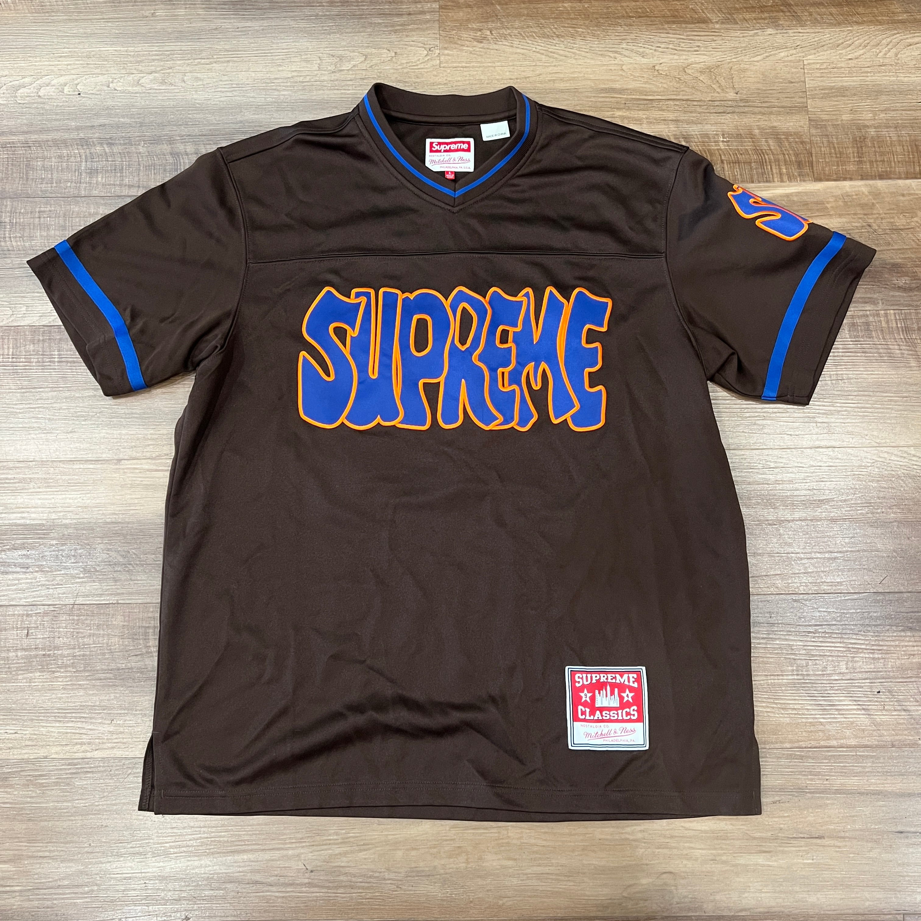 トップス Supreme x Mitchell & Ness Brown Supreme Mitchell & Ness Football Jersey Brown – Holy Ground