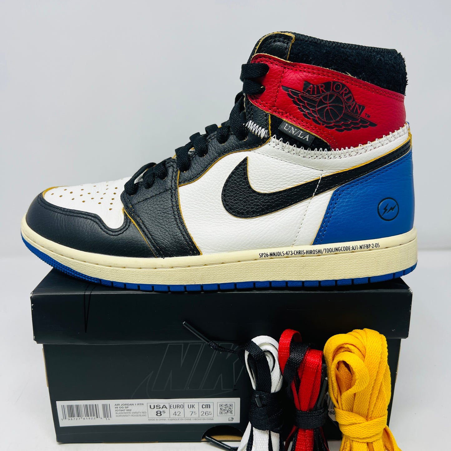 Jordan 1 Retro High OG SP Fragment x Union LA Varsity Red Sport Royal