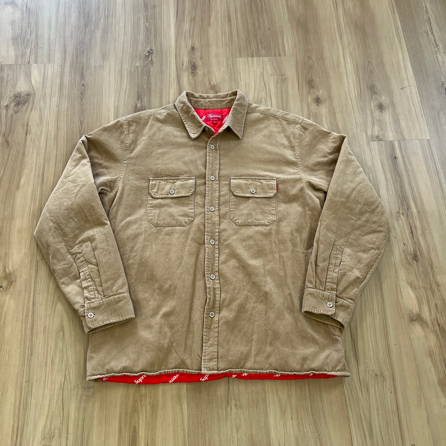Supreme Corduroy Quilted Shirt Tan