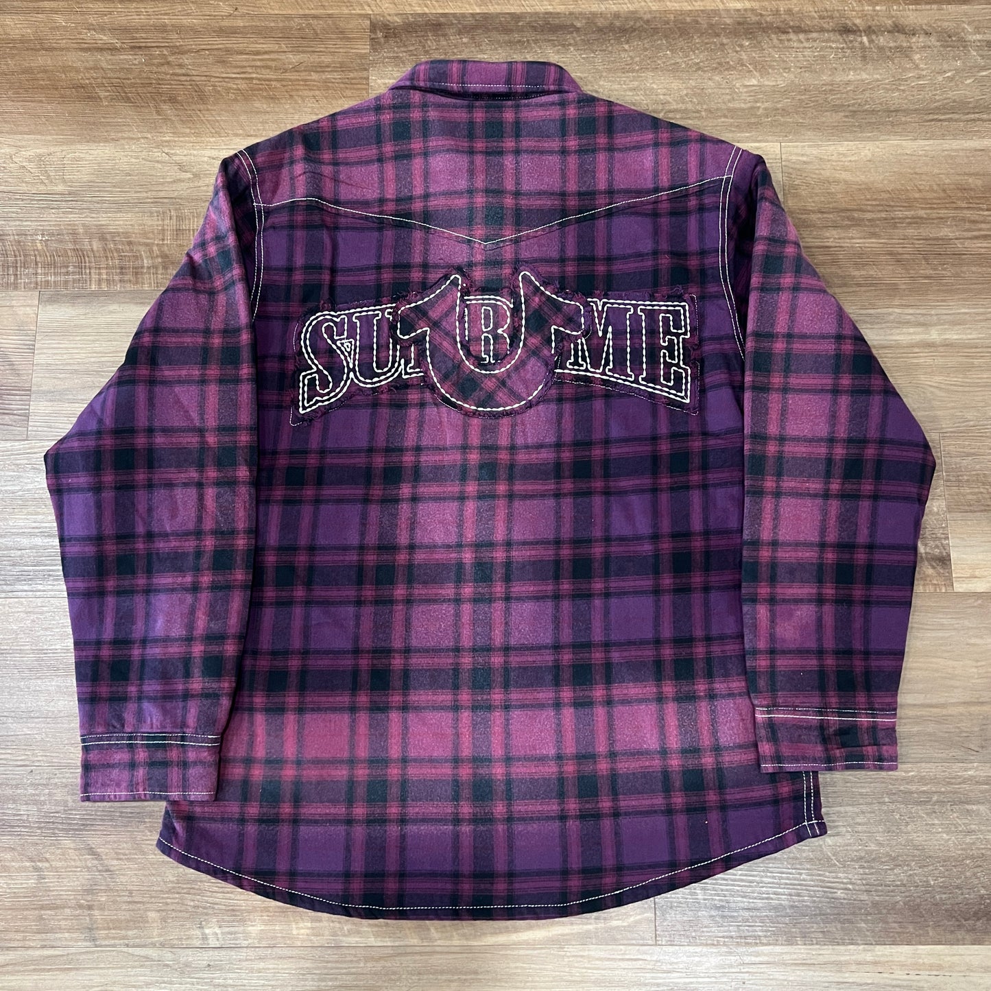 Supreme True Religion Quilted Lined Plaid Flannel Shirt Purple
