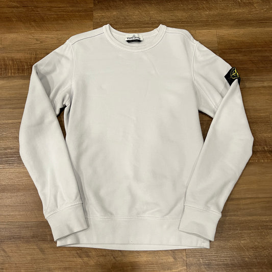 Stone Island White/Lilac Blue Cotton Fleece Crewneck Sweatshirt