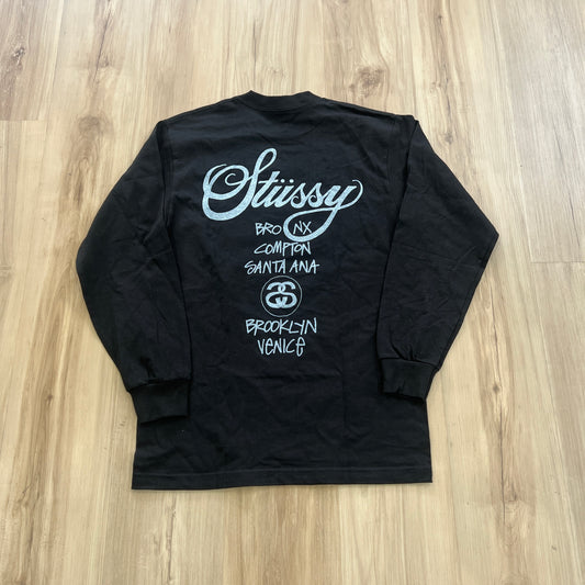 Stussy World Tour Long-Sleeve Tee Black