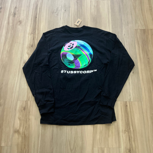 Stussy Iridescent 8 Ball L/S Tee Black