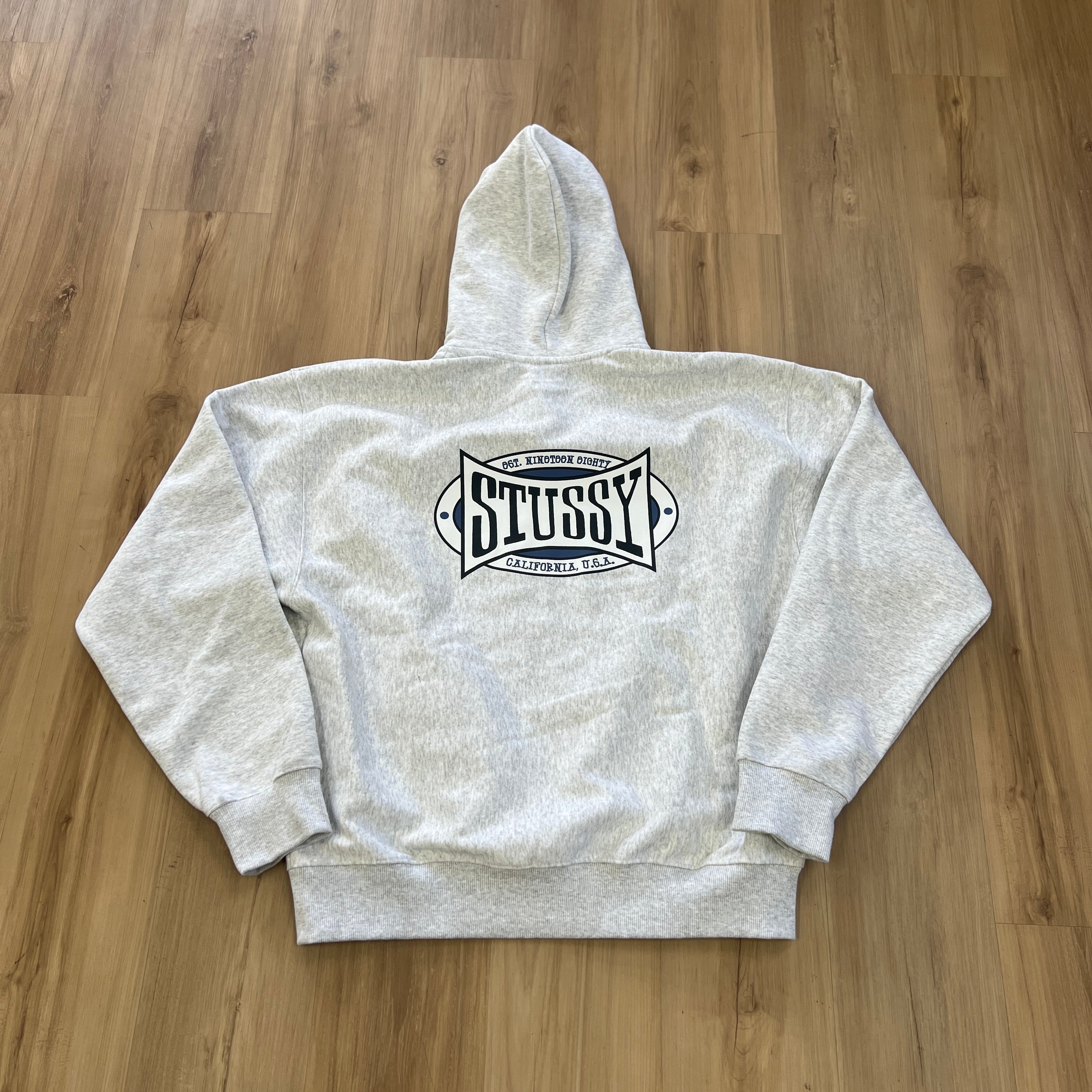 Stüssy Champion Oval Zip Hoodie Ash Heather – Holy Ground