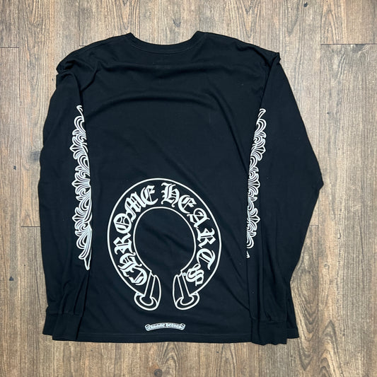 Chrome Hearts Horse Shoe Floral L/S T-shirt Black