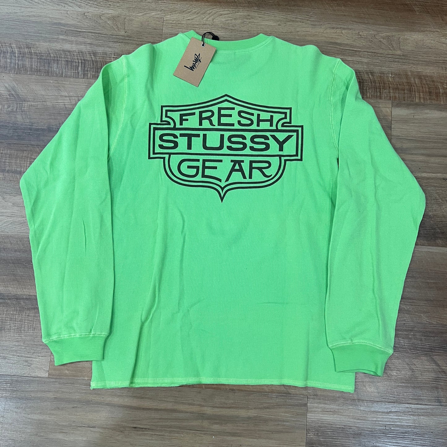 Stussy Light Waffle Knit Long-Sleeve Crew 'Lime'