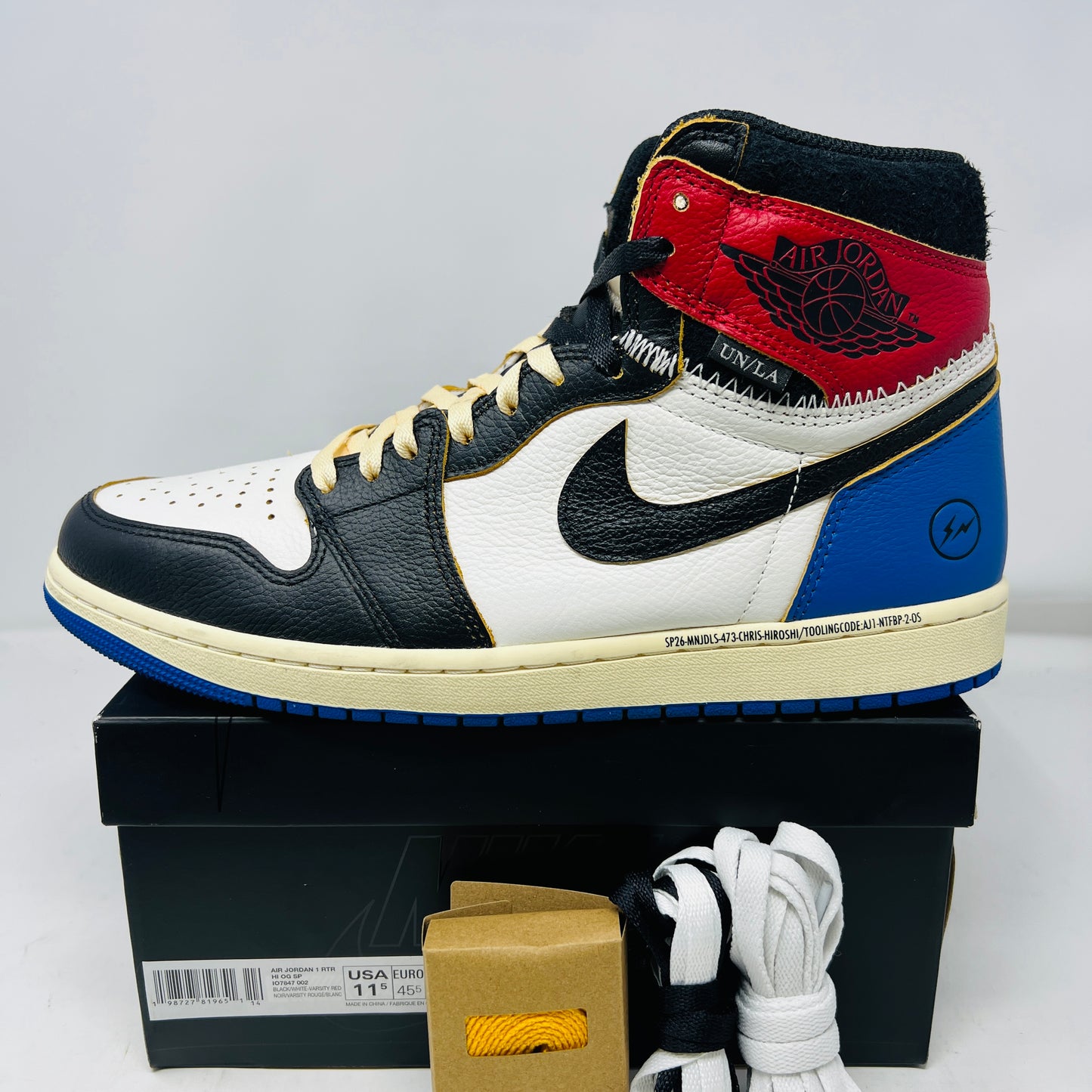 Jordan 1 Retro High OG SP Fragment x Union LA Varsity Red Sport Royal