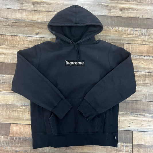 Supreme Swarovski Box Logo Hooded Sweatshirt Black