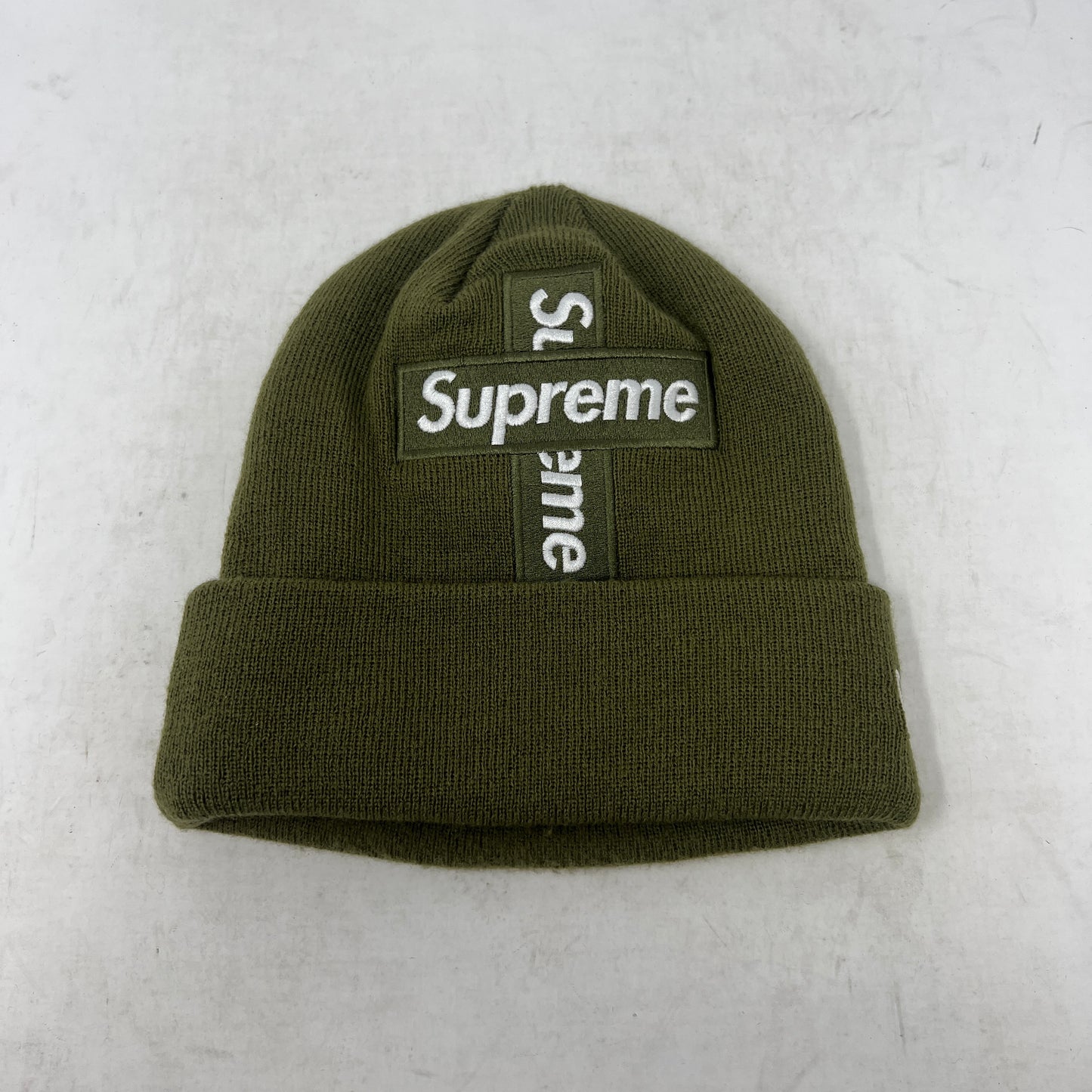 Supreme New Era Cross Box Logo Beanie Green