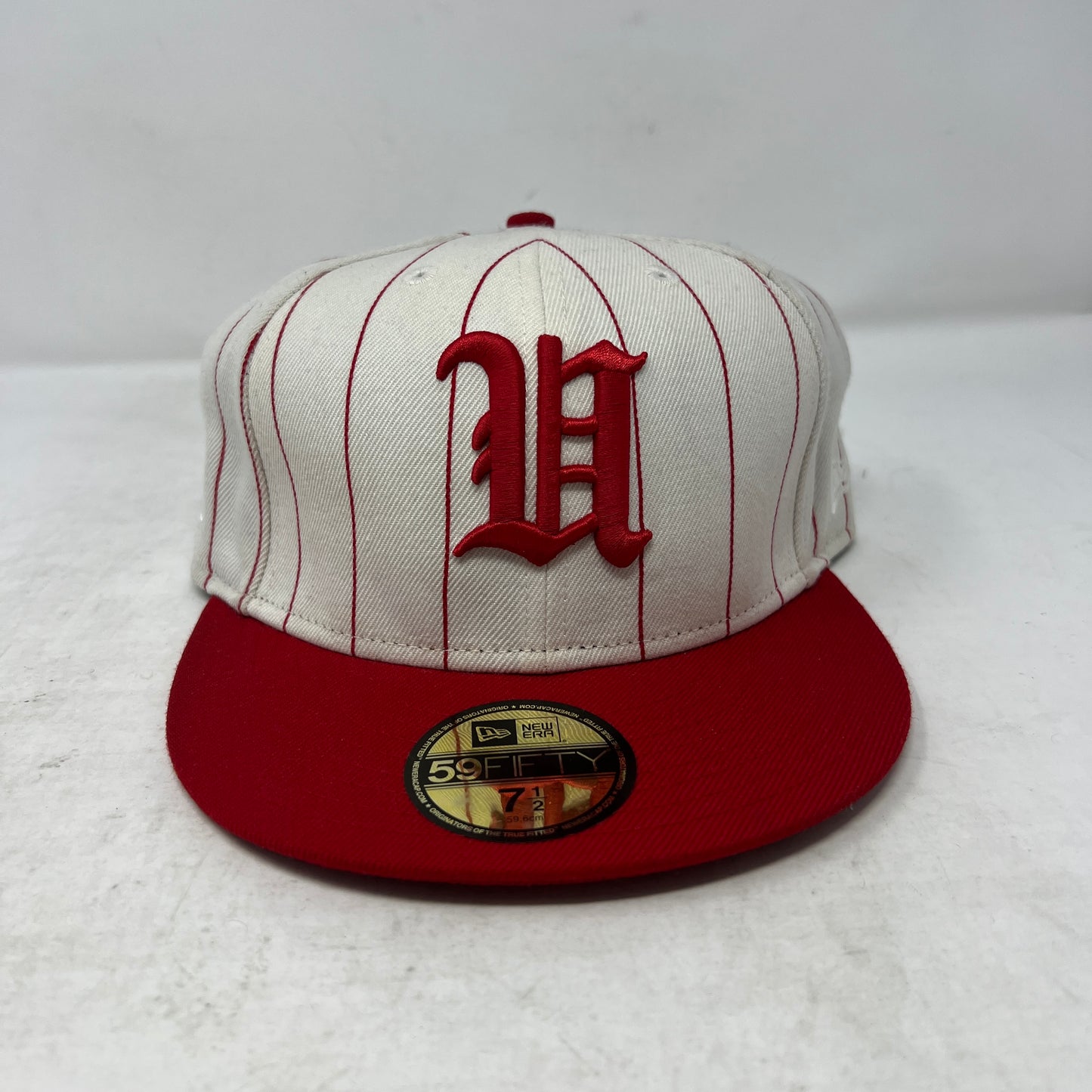 Undefeated White-Red Pinstripe 59FIFTY Fitted Hat by New Era