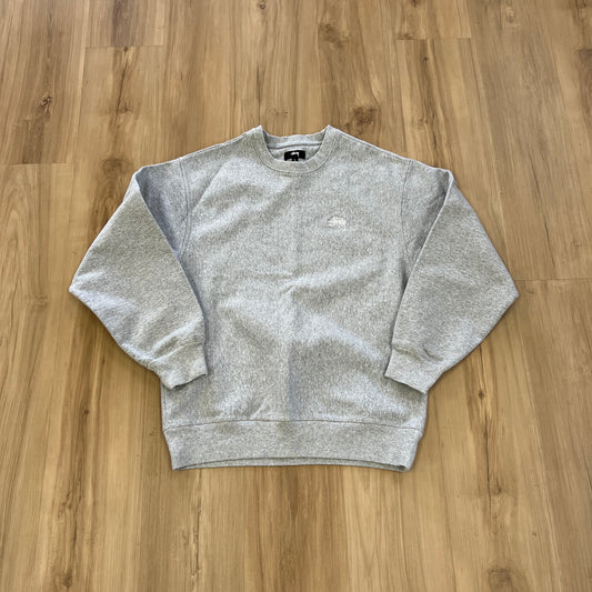 Stussy Stock Logo Crew Sweatshirt Grey Heather
