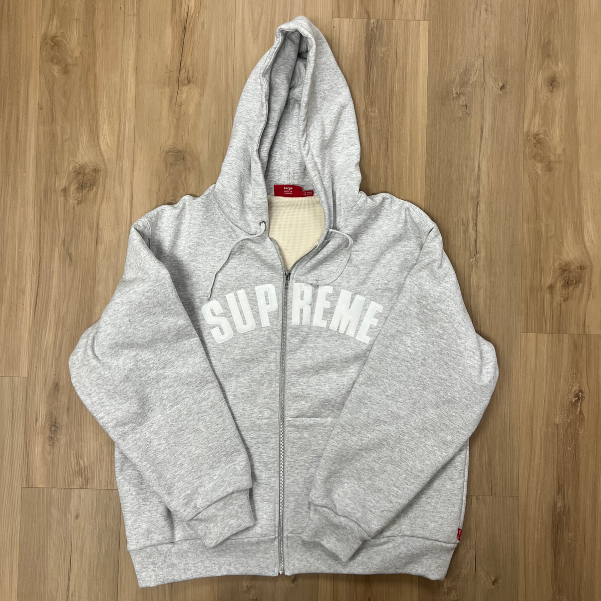 Supreme Arc Logo Thermal Zip Up Sweatshirt Ash Grey – Holy Ground
