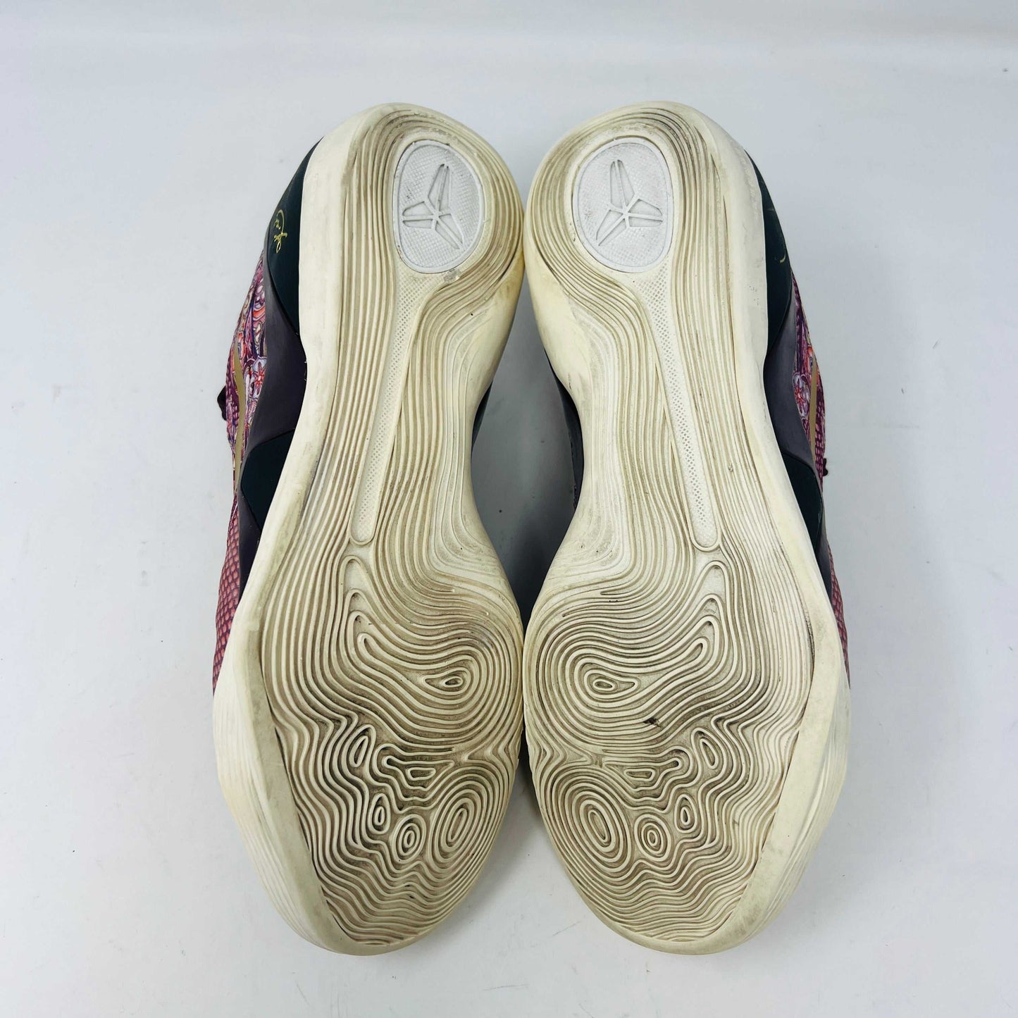 Nike Kobe 9 EM Low Silk sneakers, used condition with slight yellowing, 2015 model.