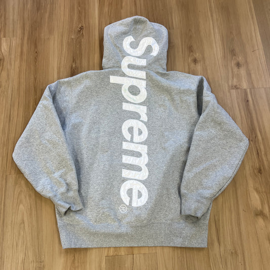 Supreme Satin Applique Hooded Sweatshirt Grey