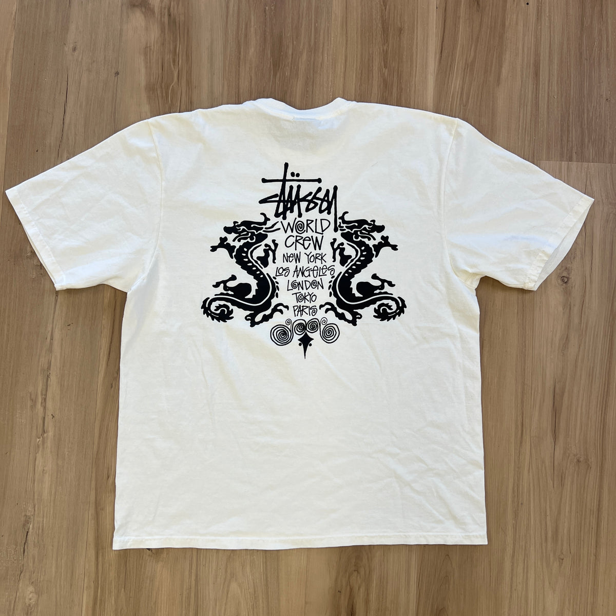 Stussy Double Dragon Pigment Dyed Tee White