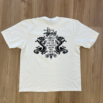 Stussy Double Dragon Pigment Dyed Tee White