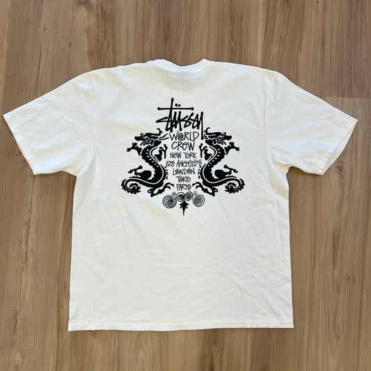 Stussy Double Dragon Pigment Dyed Tee White