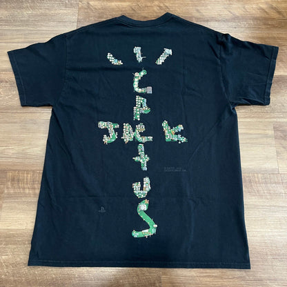 Travis Scott Motherboard Logo T-shirt in black, preowned, size M.