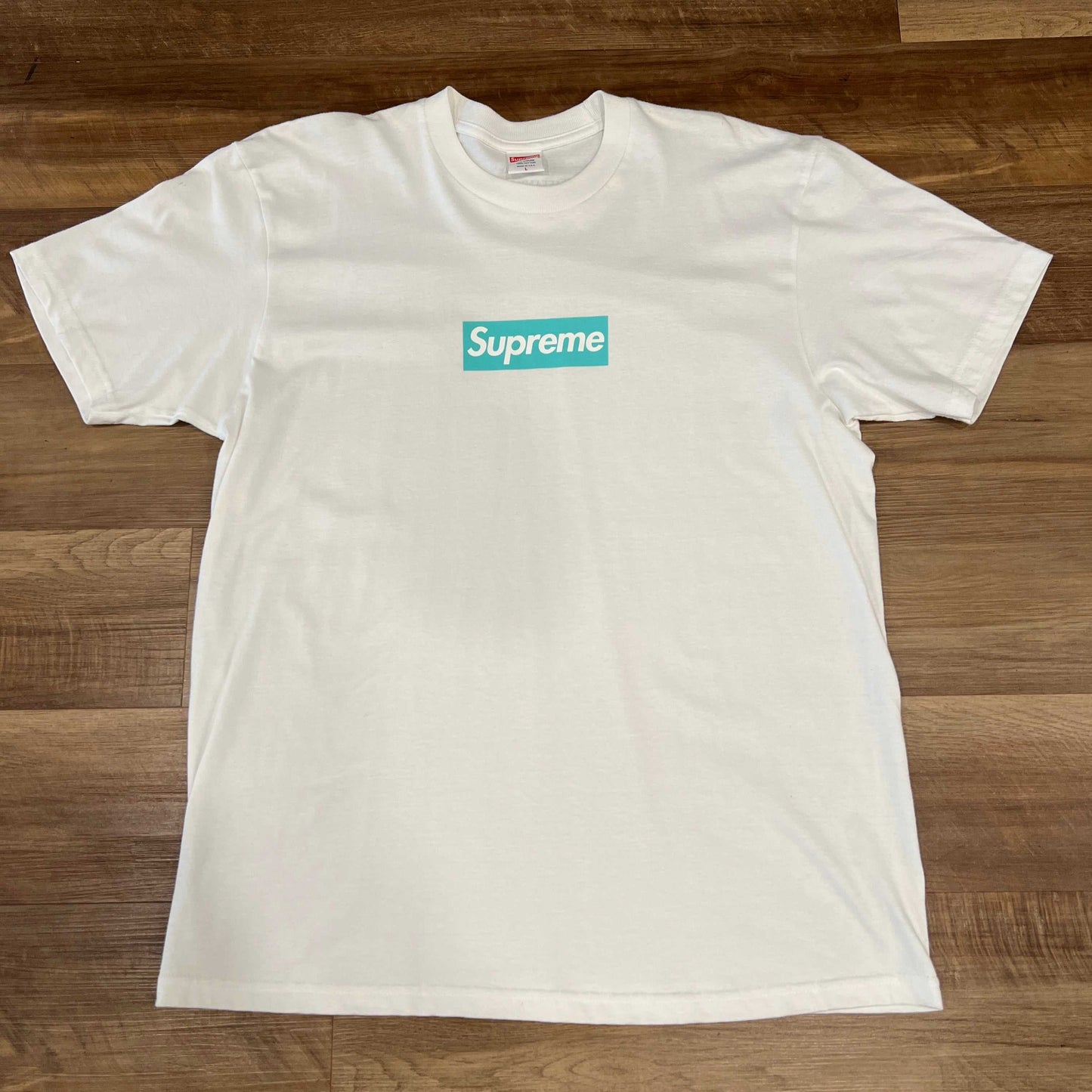 Supreme Tiffany & Co. Box Logo Tee White, size L, brand new condition.