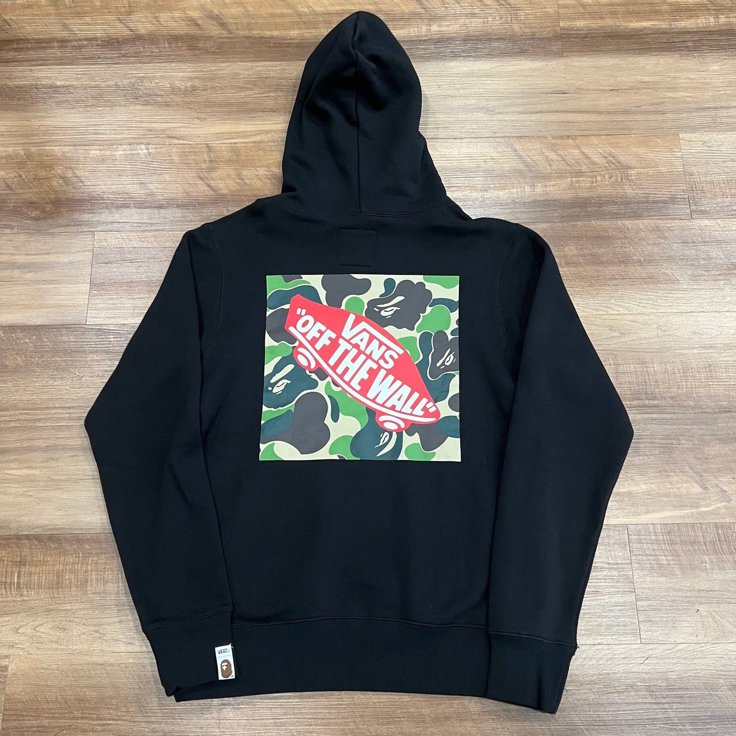 BAPE x Vans Pullover Fleece Hoodie in Black, size L, brand new condition.