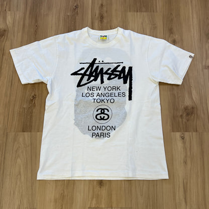 Stussy x BAPE World Tour Tee 'White'