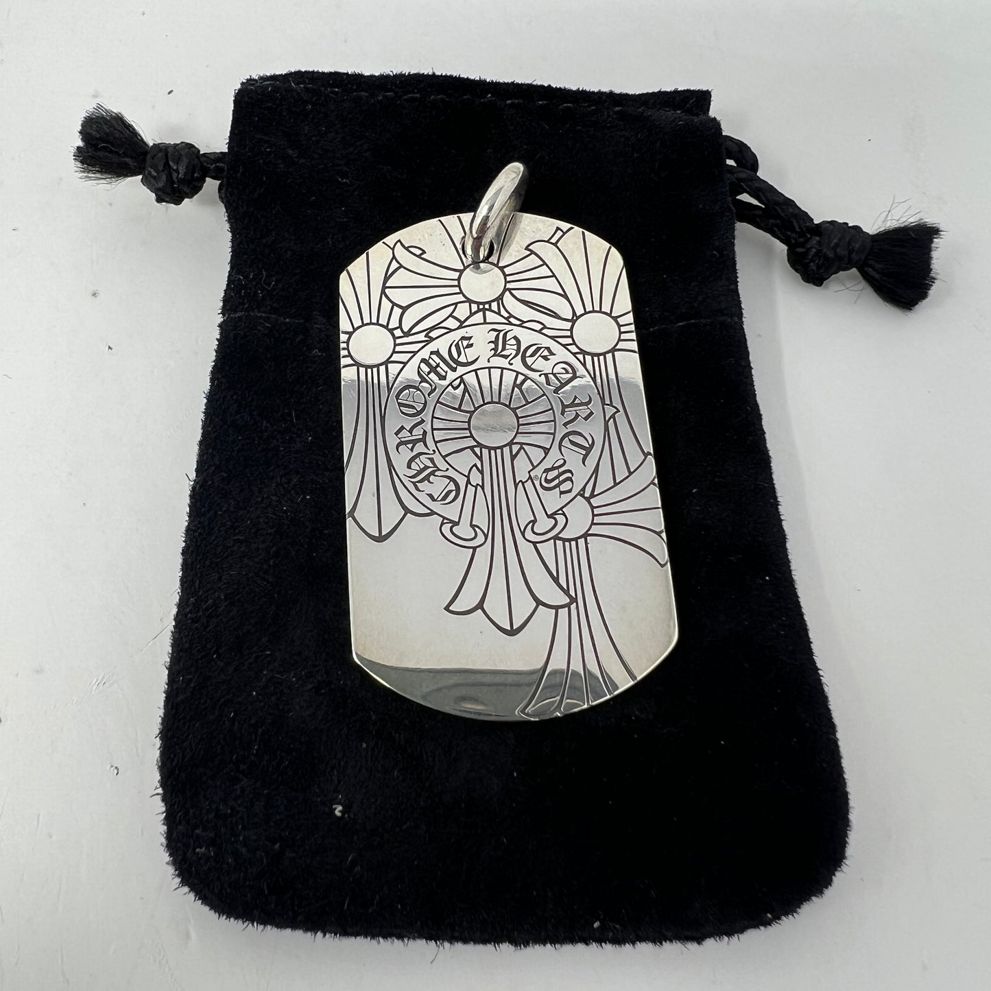 Chrome Hearts God Bless the World Dog Tag Pendant