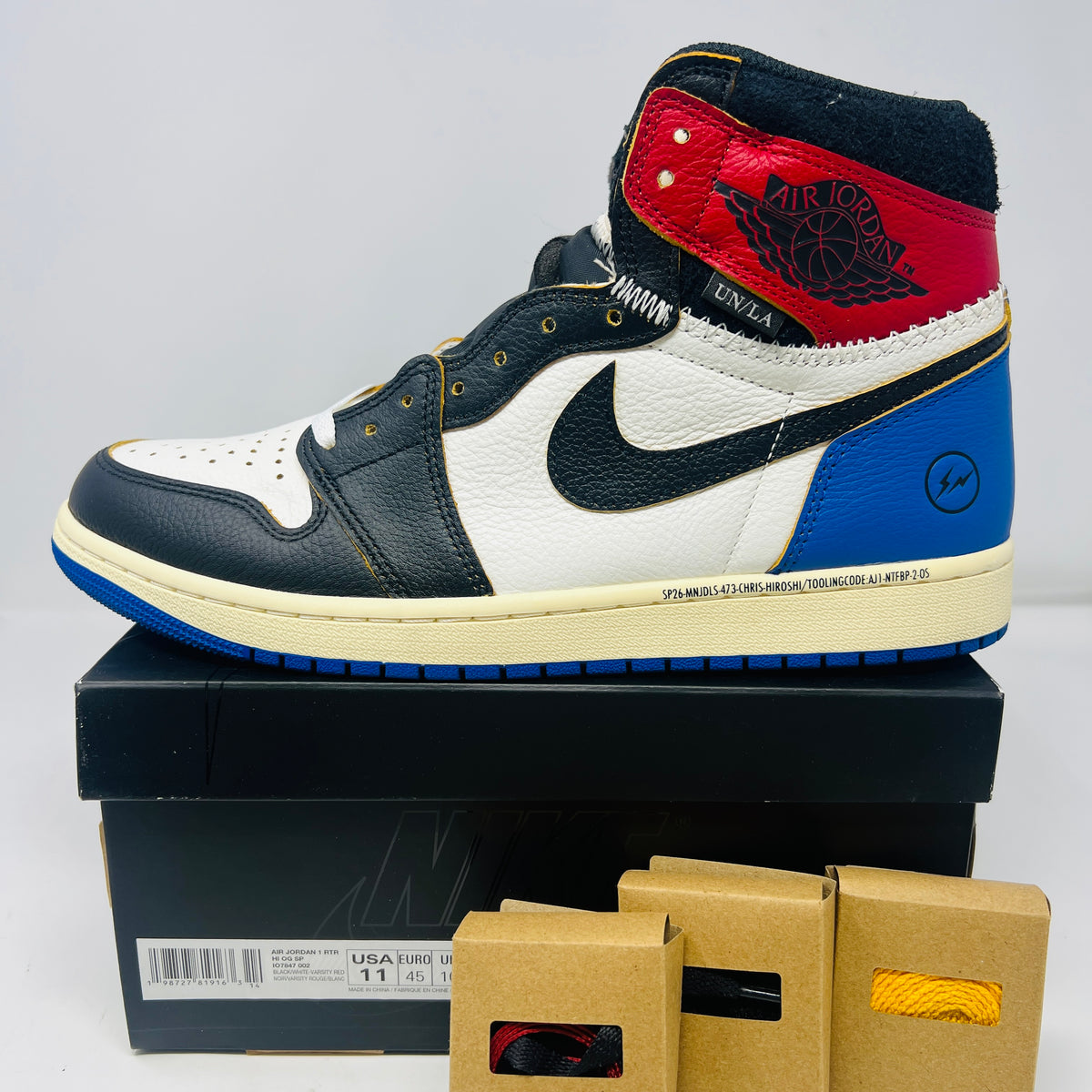 Jordan 1 Retro High OG SP Fragment x Union LA Varsity Red Sport Royal