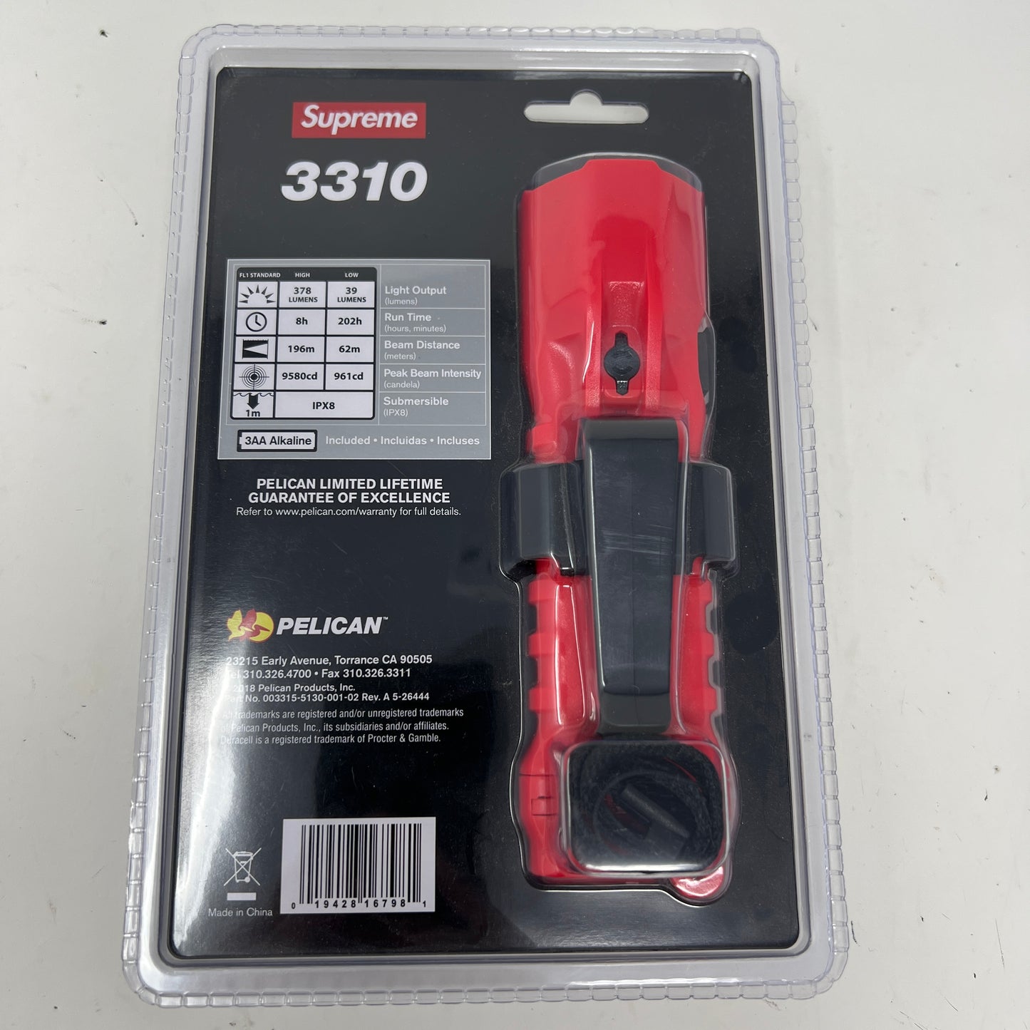Supreme Pelican 3310PL Flashlight Red
