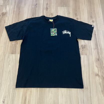 A Bathing Ape x Stussy Logo Tee Black