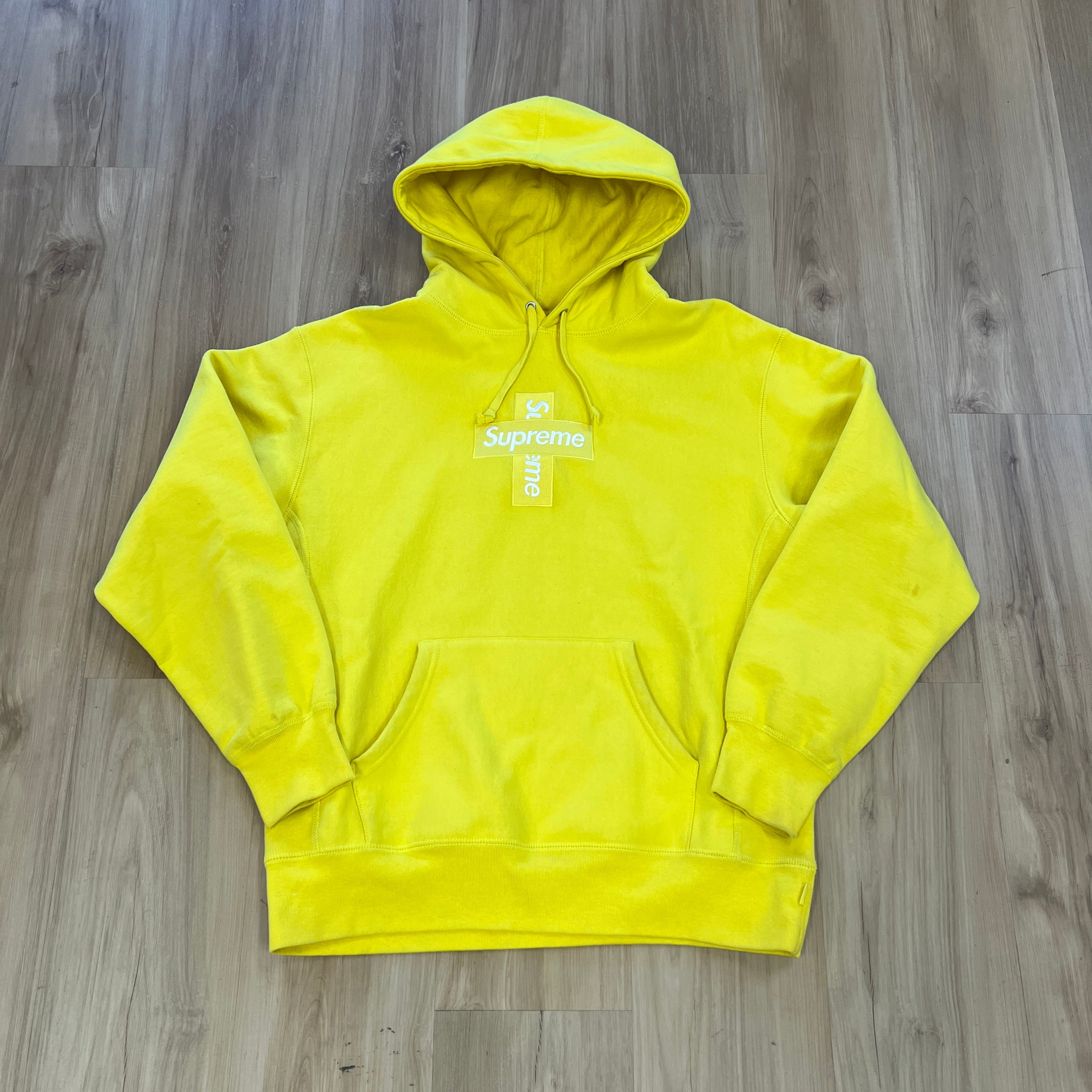 Supreme Cross Box Logo Hooded Sweatshirt Lemon – Holy Ground