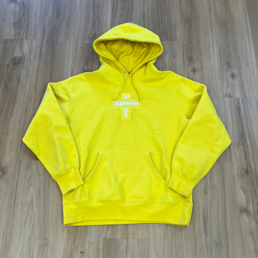 Supreme Cross Box Logo Hooded Sweatshirt Lemon