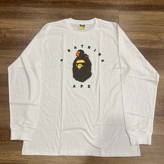 Bape Long Sleeve White Shirt with A Bathing Ape Logo, Brand New.