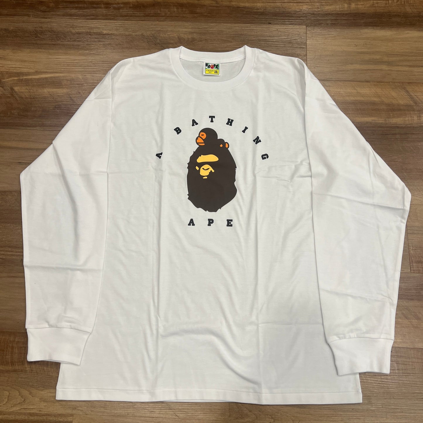 Bape Long Sleeve White Shirt with A Bathing Ape Logo, Brand New.