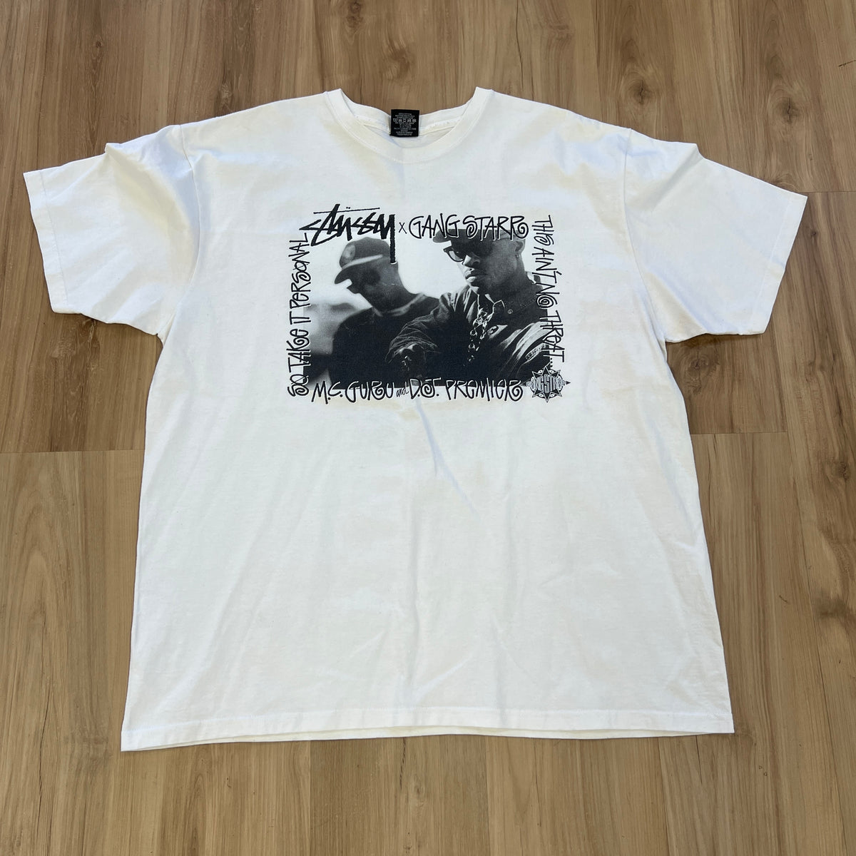 Stüssy x Gang Starr "Take It Personal" White Tee
