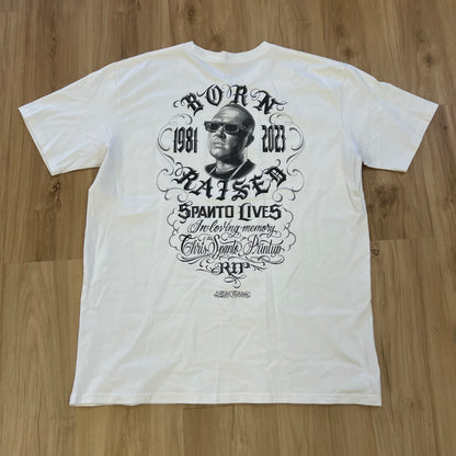 Born X Raised x Mister Cartoon "Spanto Lives" White T Shirt