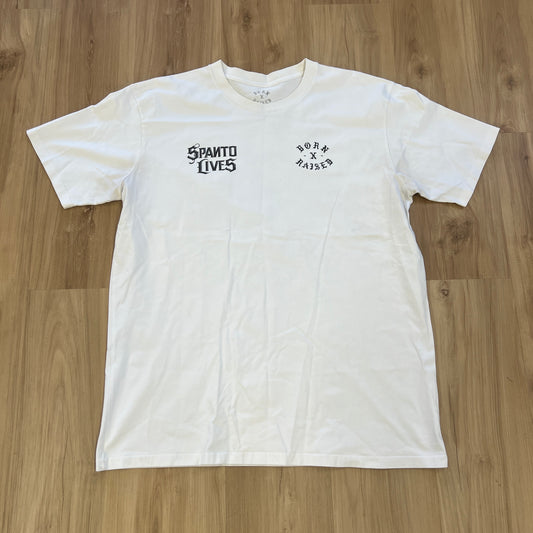 Born X Raised x Mister Cartoon "Spanto Lives" White T Shirt