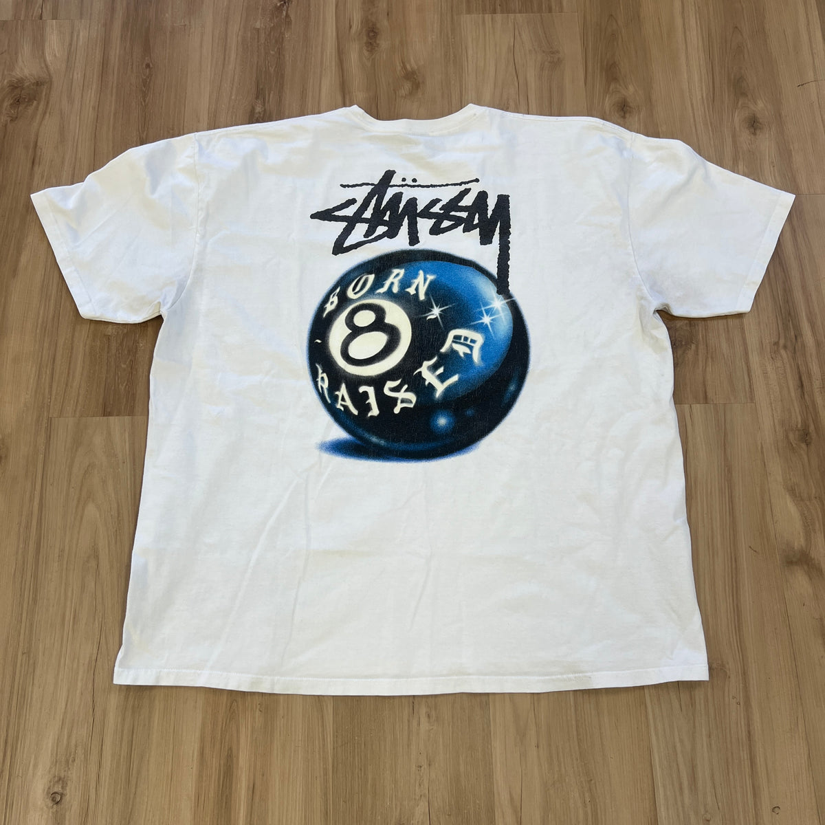 Stussy Born X Raised 8 Ball Tee White